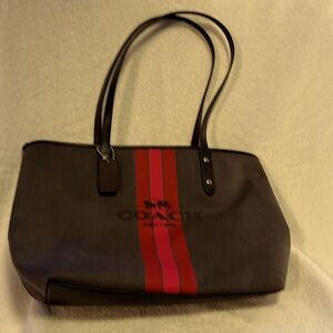 Coach gray and pink tote